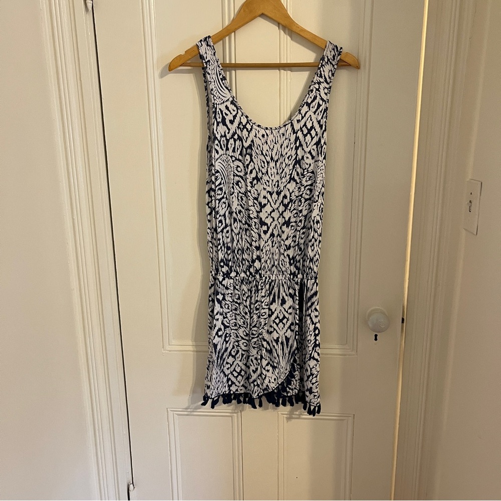 Lilly Pulitzer Blue and White Patterned Sleeveless Skort Romper Sz S